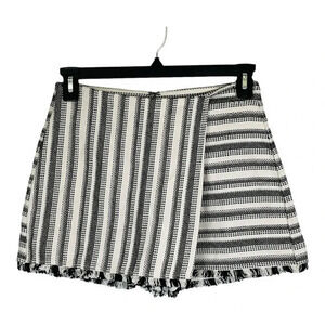 Sadie & Sage Black White Striped Wrap Skort Shorts Women Size Small